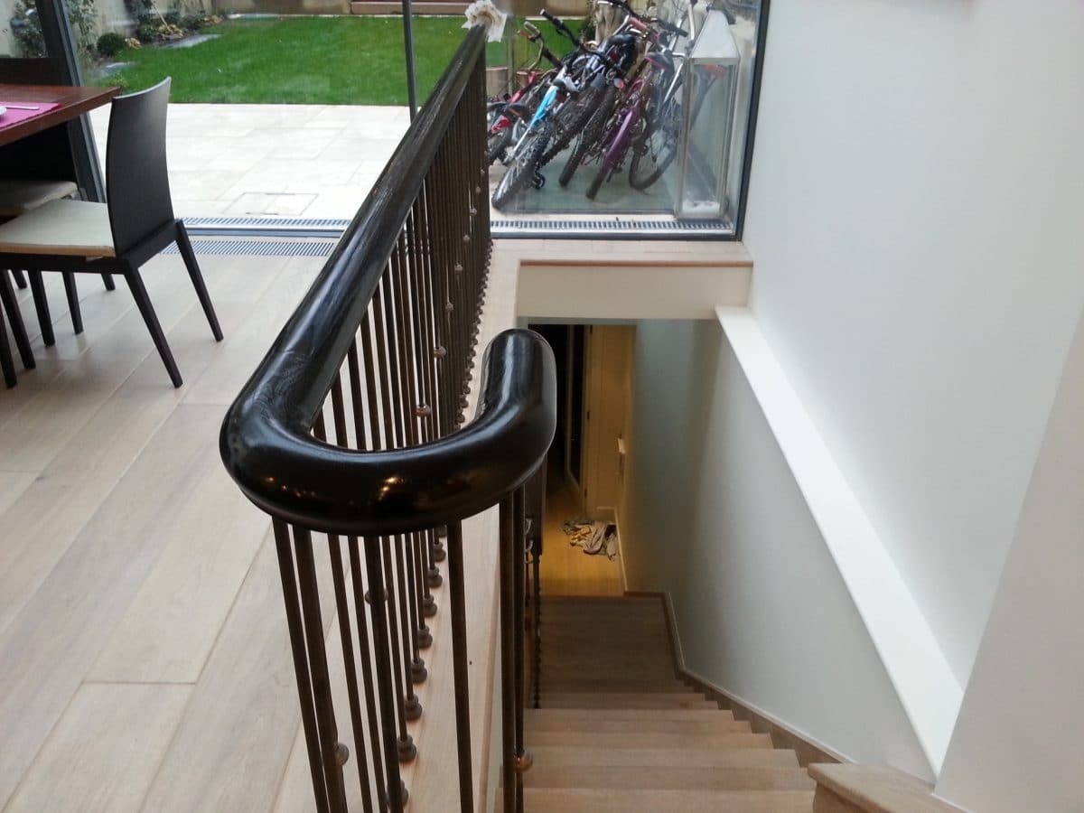 Ebonised closed-grain finish handrail
