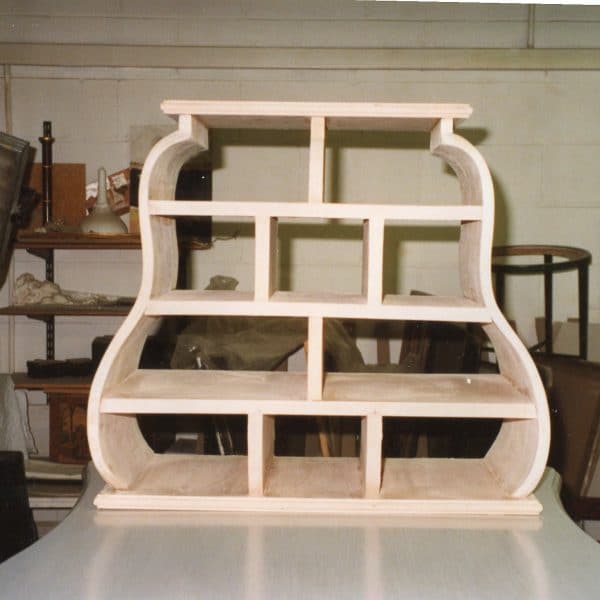 Pigeon-hole top with curved sides for contemporary writing desk